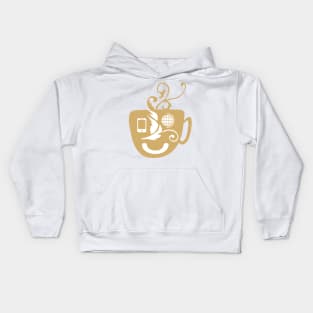 a cup of coffee latte robot art Kids Hoodie